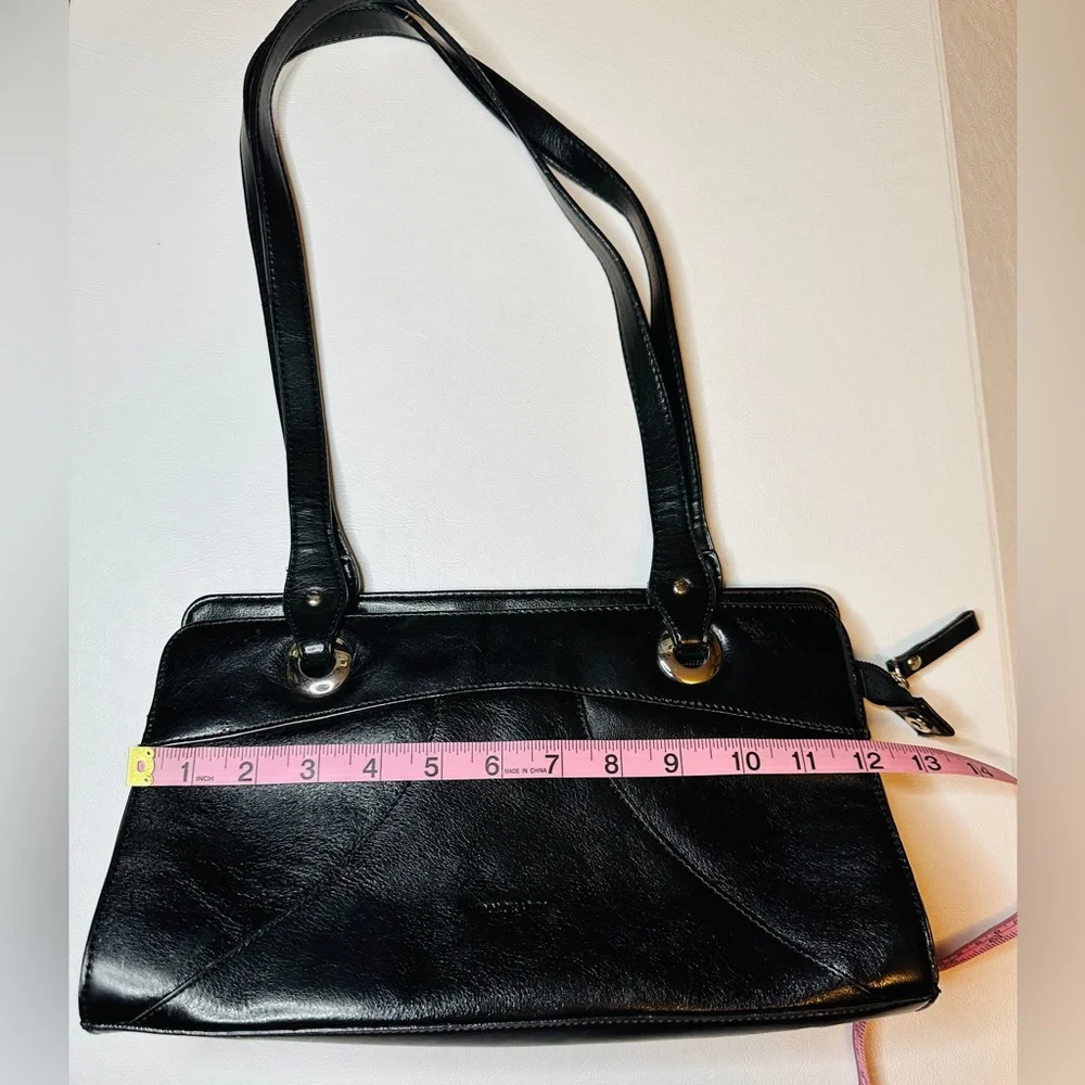 DOLCE VITA Black Faux Leather Shoulder Bag With Silver Hardware